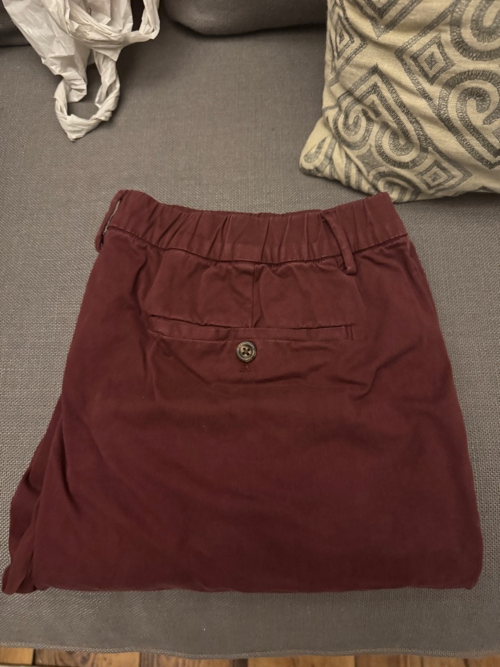 Maroon Casual Elastic Waist Pants
